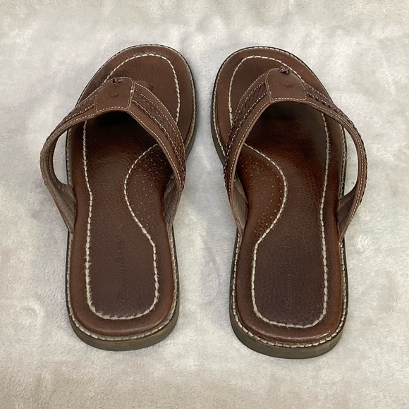 Tommy Bahama Sandals Anchors Away Men’s 13 D Leather Thong Flip Flop - Picture 4 of 7